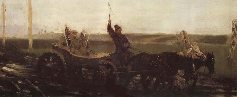 Ilya Repin Under Guard,Along the Muddy Road oil painting picture